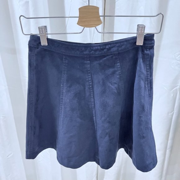 Abercrombie & Fitch Metal Button Faux Suede Navy Blue Skirt - Picture 2 of 5
